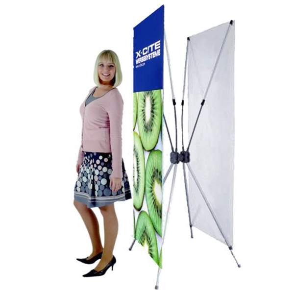 Lockable X banner stand double sided