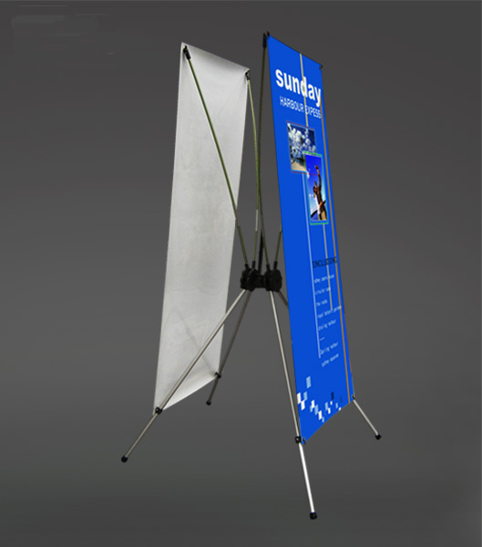 Lockable X banner stand double sided