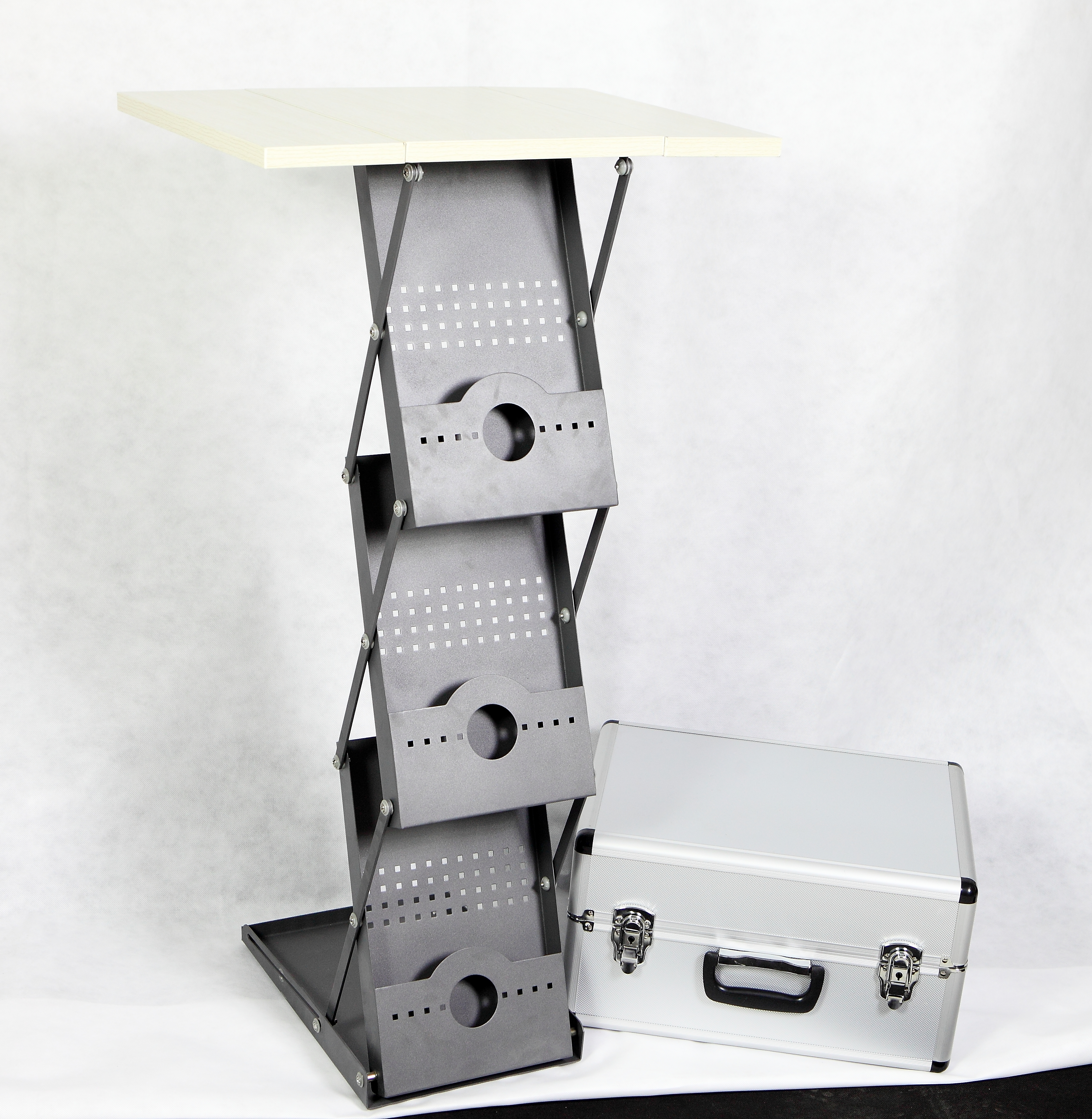 Iron brochure holder with table top