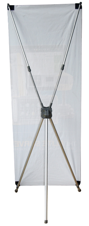 Lockable X banner stand